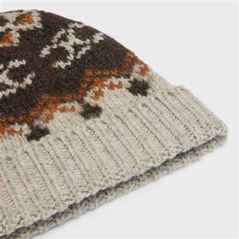 celine triomphe beanie|BEANIE IN TRIOMPHE FAIR ISLE WOOL .